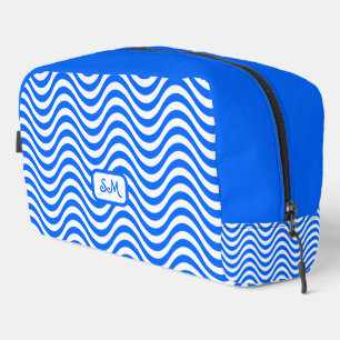 Trousse De Toilette Monogramme Bleu Blanc Vagues Tirures Psychédélique
