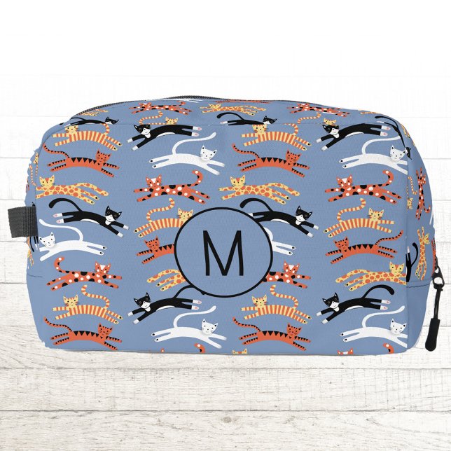 Trousse De Toilette Monogramme Chat Kitty Initial Personnalisé (Fun kitty cat personalized monogram initial zip bag Dopp kit)