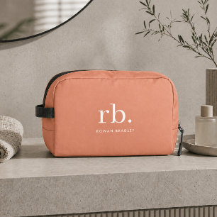 Trousse De Toilette Monogramme Corail pêche Élégant Féminin Minimalist