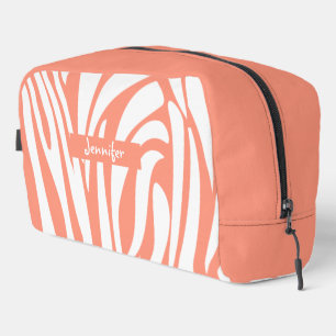 Trousse De Toilette Monogramme Coral rose rayé Zèbre motif tendance
