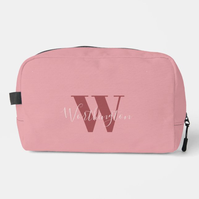 Trousse De Toilette Monogramme de fille et nom rose roux (Recto)