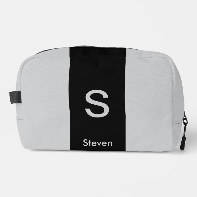 Trousse De Toilette Monogramme deux tons moderne noir et gris (Recto)