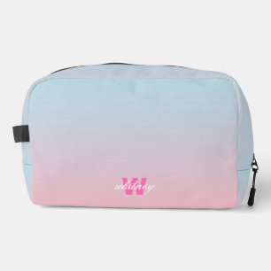 Trousse De Toilette Monogramme Moderne Chic Rose Bleu Pastel Ombre