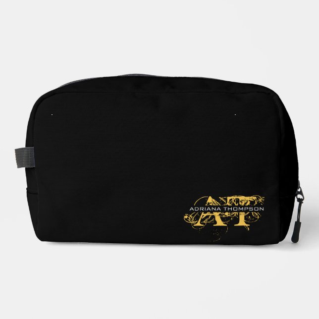 Trousse De Toilette Monogramme moderne en noir et or (Recto)