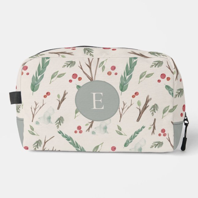 Trousse De Toilette Monogramme Motif de baies botaniques simples (Recto)