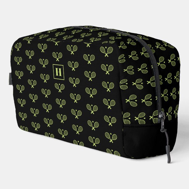 Trousse De Toilette Monogramme Motif de raquette de tennis vert (Coin droit)