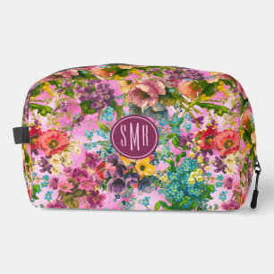 Trousse De Toilette monogramme motif vintage violet rose
