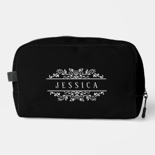 Trousse De Toilette Monogramme personnalisé élégant, noir