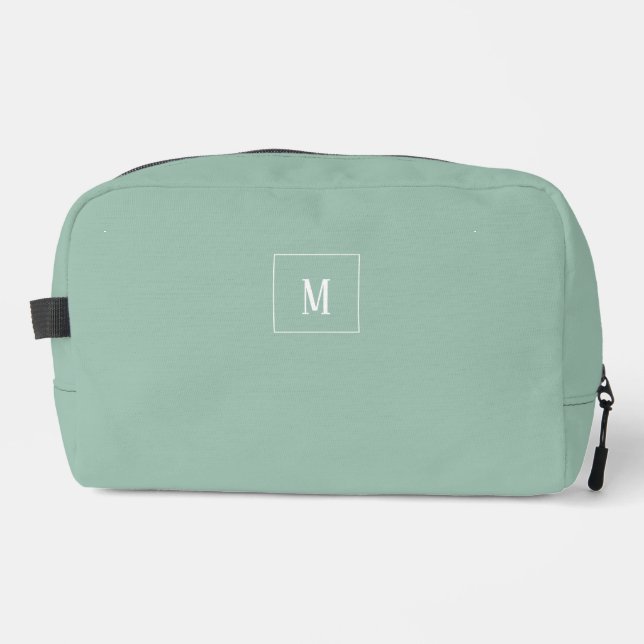 Trousse De Toilette monogramme personnalisé, vert sauge partout (Recto)