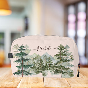 Trousse De Toilette Monogramme Rustique Aquarelle Forêt et montagne