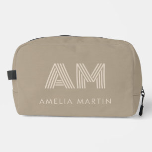 Trousse De Toilette Monogramme Taupe Chaud Minimaliste