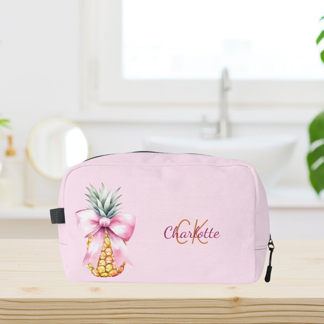 Trousse De Toilette Monogramme tropical ananas arc rose (Créateur téléchargé)