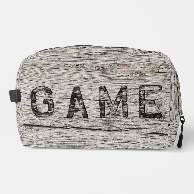 Trousse De Toilette mot de jeu en bois Patiné rustique (Recto)