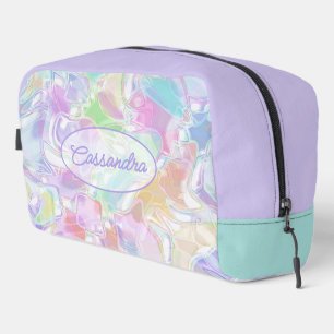 Trousse De Toilette Motif artistique Aqua Bleu Vert Citron Rose Violet
