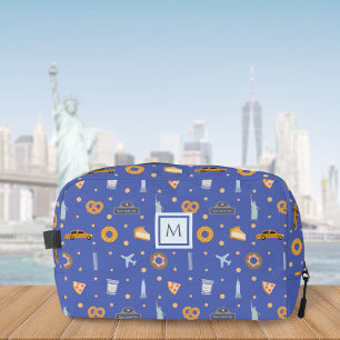 Trousse De Toilette Motif de New York   Monogramme personnalisé bleu