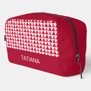 Trousse De Toilette Motif de triangles rouges et roses géométriques mo