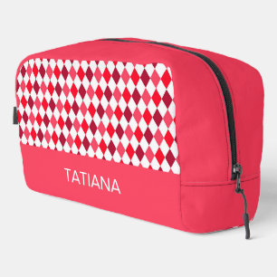 Trousse De Toilette Motif diamant argyre rouge et rose