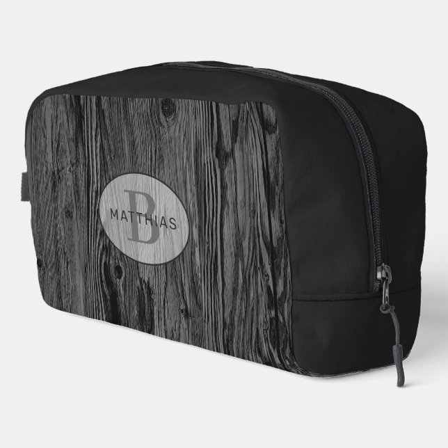 Trousse De Toilette Motif en bois noir personnalisé (Coin droit)