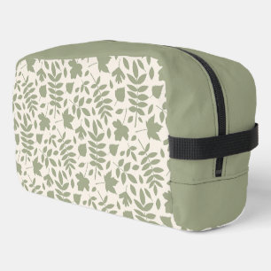 Trousse De Toilette Motif Feuille déchiré vert sur crème
