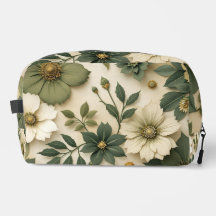 Trousse de toilette motif fleurs vertes