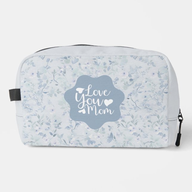 Trousse De Toilette Motif floral bleu pastel (Recto)