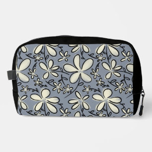 Trousse De Toilette Motif floral gris et crème