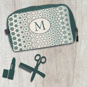 Trousse De Toilette Motif géométrique Abstrait vert Monogrammé