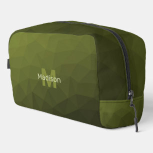 Trousse De Toilette Motif géométrique en maille vert de l'armée Monogr