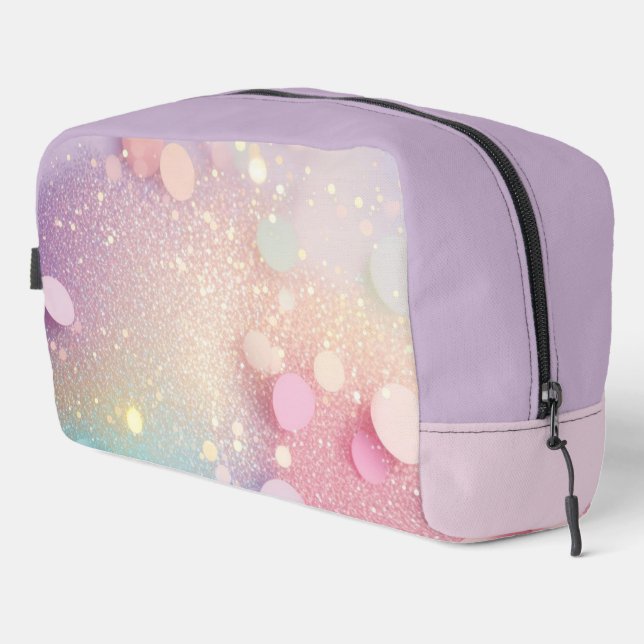 Trousse De Toilette Motif Pastel Confetti en rose, violet et bleu (Coin droit)