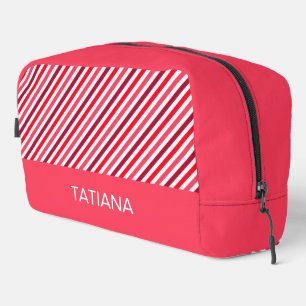 Trousse De Toilette Motif rayure diagonale rouge et rose