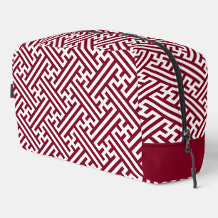 Trousse De Toilette Motif Sayagata, Japonais, Bourgogne et Blanc 