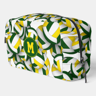 Trousse De Toilette Motif volleyballs d'or vert monogramme