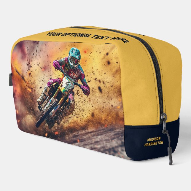 Trousse De Toilette Motocross de nom personnalisé (Coin droit)