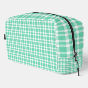 Trousse De Toilette Nécessaire à motifs à carreaux blanc et aigue-mari