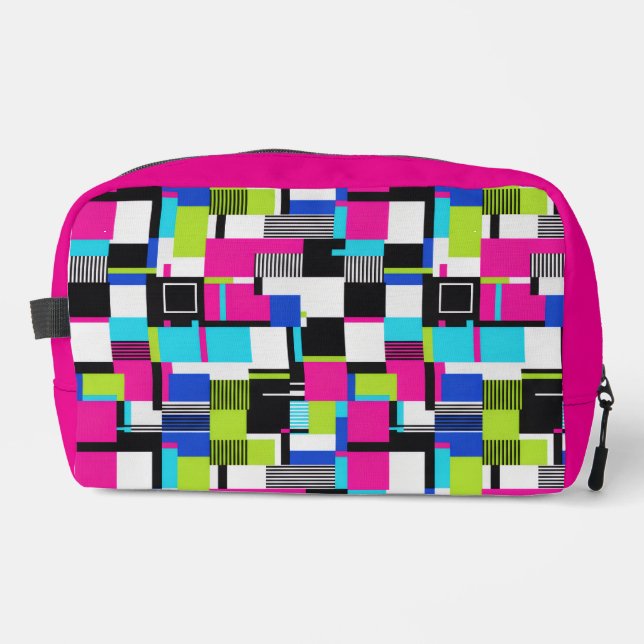 Trousse De Toilette Neon Glitch Geometric Aesthetic Makeup Bag (Recto)