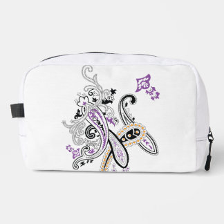 Trousse De Toilette Noir Blanc Violet Orange Orné Paisley