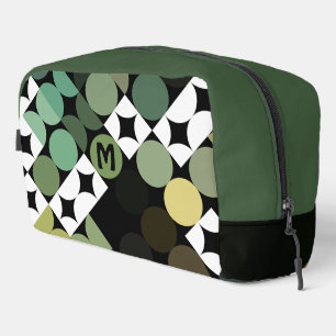 Trousse De Toilette Noir Vert Beige Brown Cercles du milieu du siècle