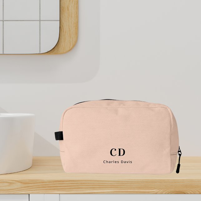 Trousse De Toilette Nom des initiales du monogramme moderne beige (Créateur téléchargé)