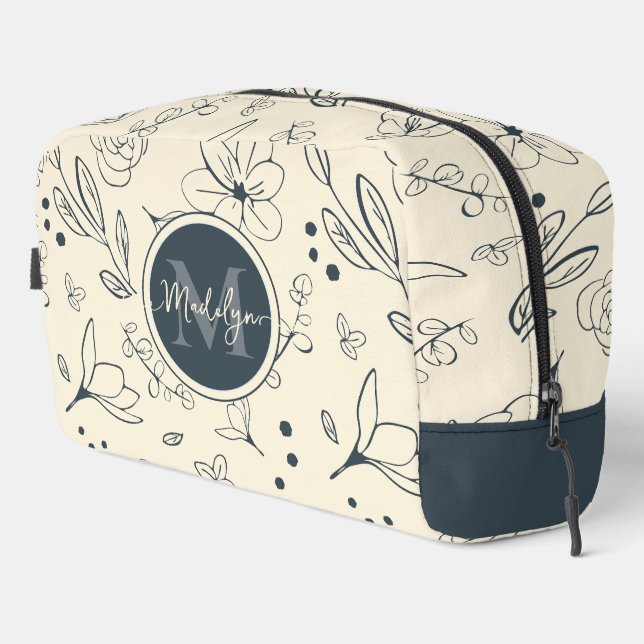 Trousse De Toilette Nom du monogramme personnalisé Crème de charbon Mo (Coin droit)