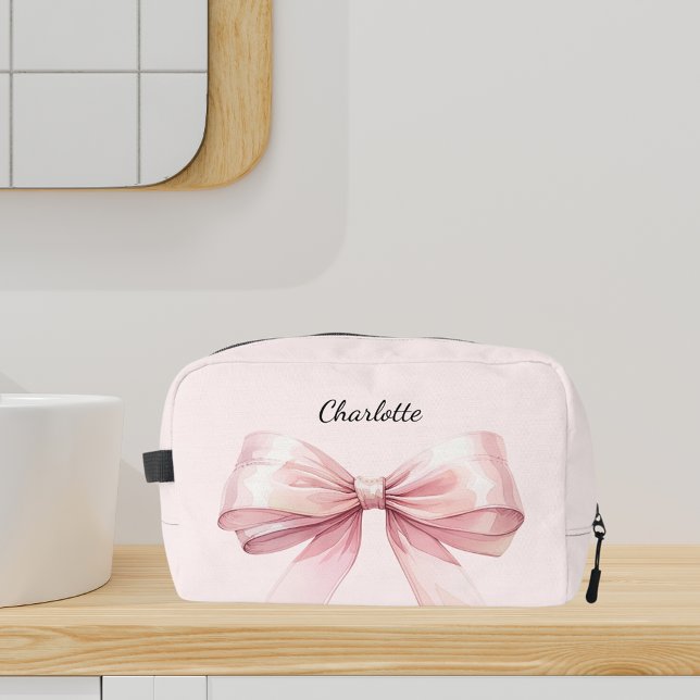 Trousse De Toilette Nom élégant rose bow (Créateur téléchargé)