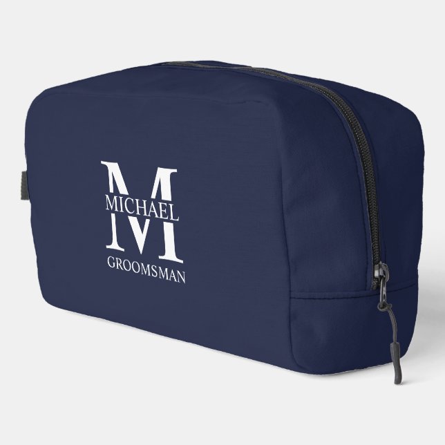 Trousse De Toilette Nom et monogramme du Groomsman personnalisé (Coin droit)