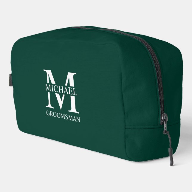 Trousse De Toilette Nom et monogramme du Groomsman personnalisé (Coin droit)