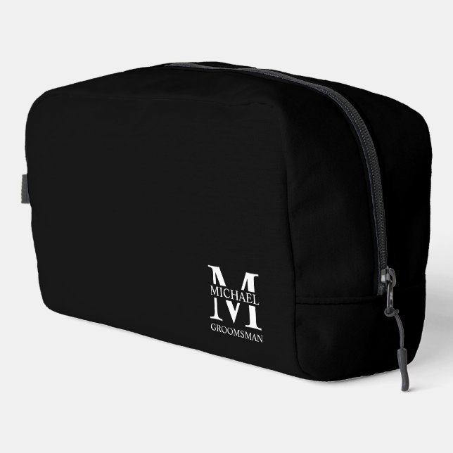 Trousse De Toilette Nom et monogramme du Groomsman personnalisé (Coin droit)