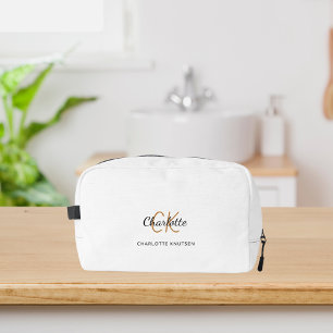 Trousse De Toilette Nom initial du monogramme en or blanc noir