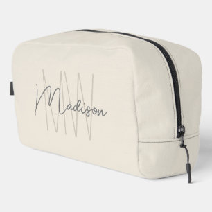Trousse De Toilette Nom Monogramme moderne Script Cream