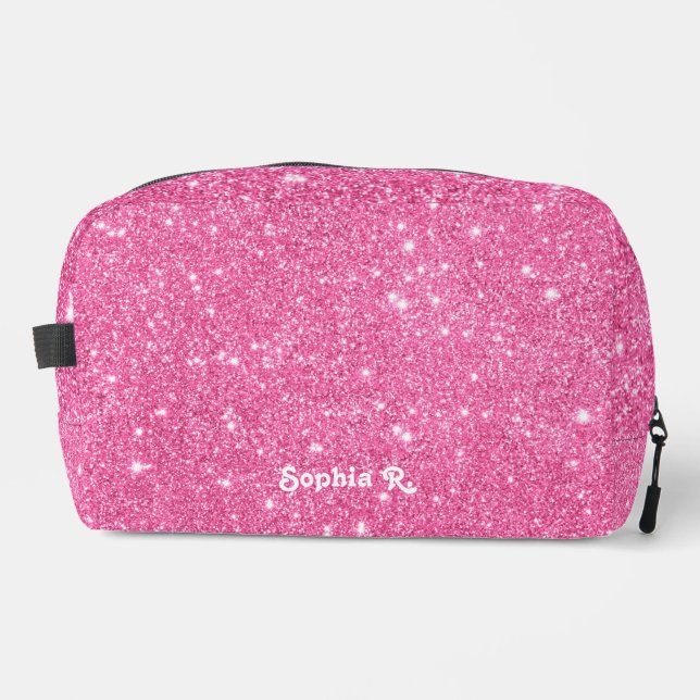 Trousse De Toilette Nom personnalisé Fille Faux Parties scintillant ro (Recto)