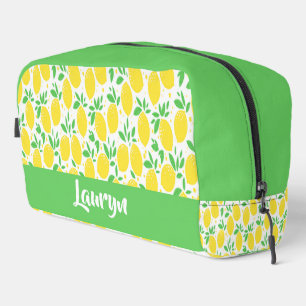 Trousse De Toilette Nom personnalisé jaune citron motif