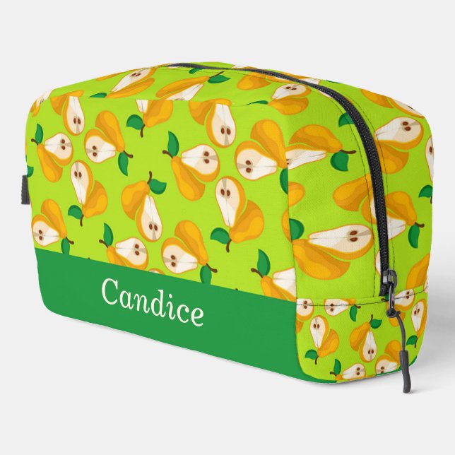 Trousse De Toilette Nom personnalisé perles orange sur vert (Coin droit)