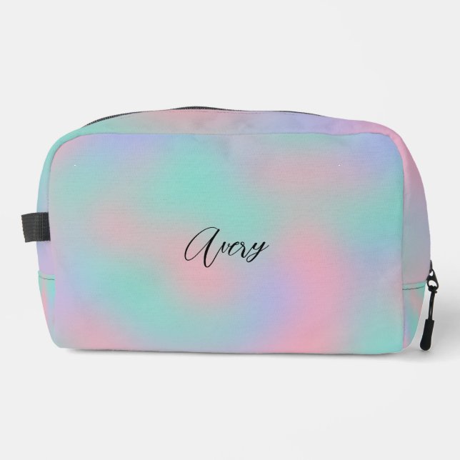 Trousse De Toilette Nom personnalisé Rainbow Painting Texture Motif (Recto)