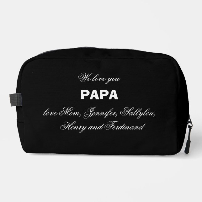 Trousse De Toilette Nous t'aimons PAPA Les enfants Noms Élégant Rustiq (Recto)